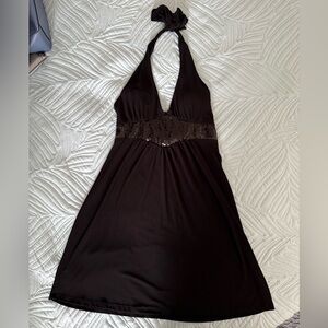 Black Halter Dress with Sequin Detail